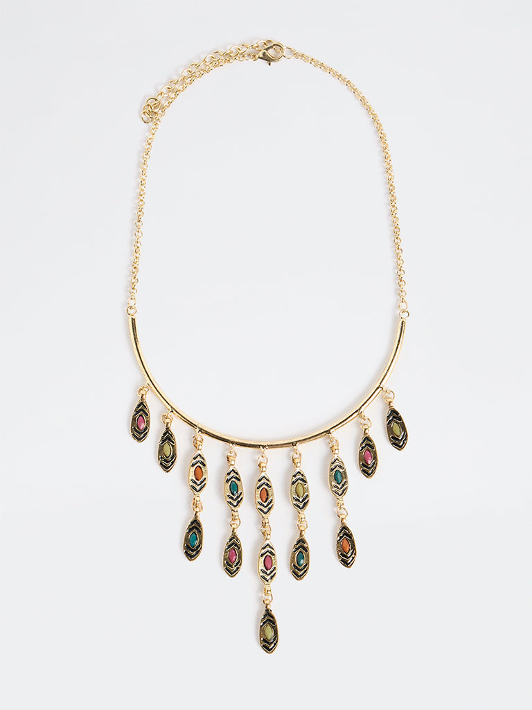 Westside Accessories Gold Stone-Detail Statement Collar Necklace