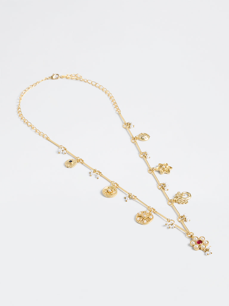 Westside Accessories Gold Floral Design Multi-Charm Necklace
