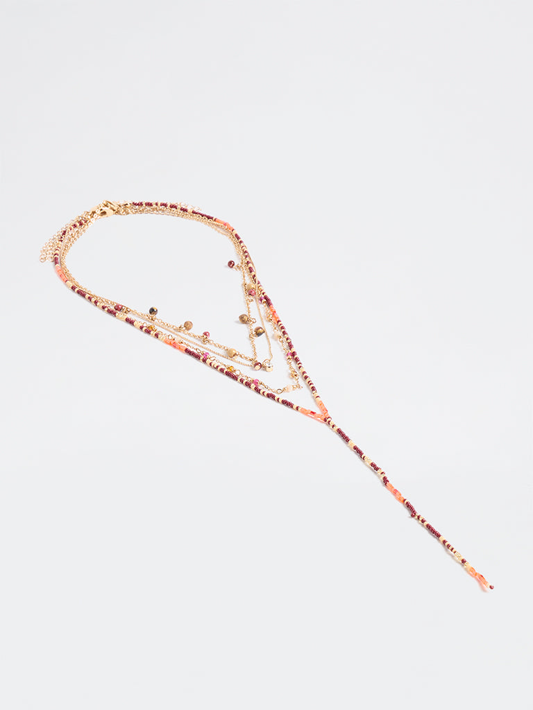 Westside Accessories Multicolour 4-Layer Y-Chain Beaded Necklace