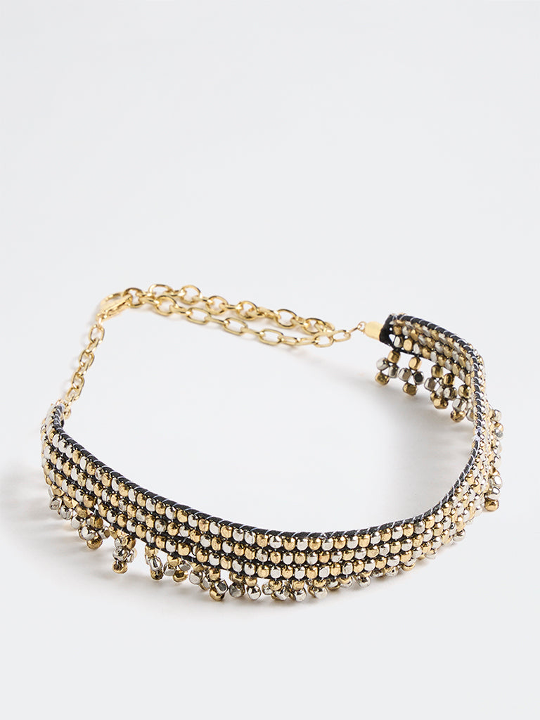 Westside Accessories Gold and Silver Beaded Choker Necklace