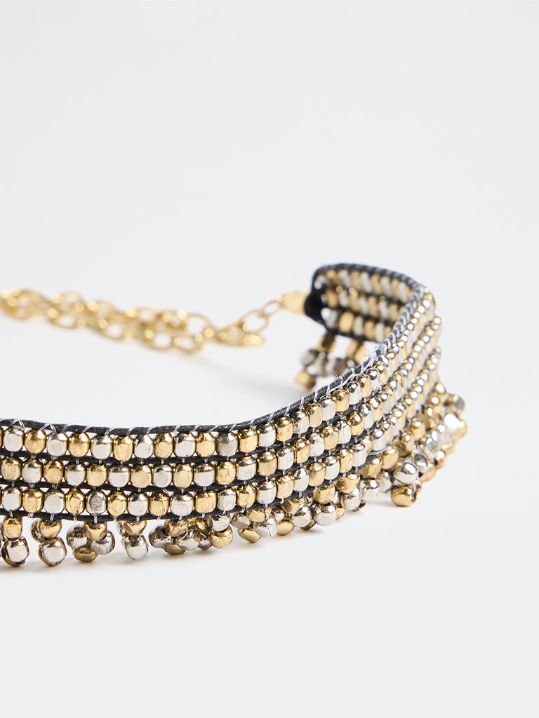 Westside Accessories Gold and Silver Beaded Choker Necklace