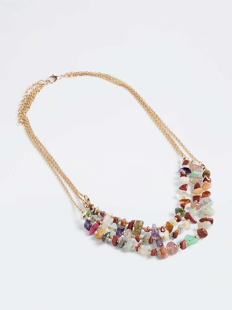 Westside Accessories Multicolour Stone 3-Layer Necklace