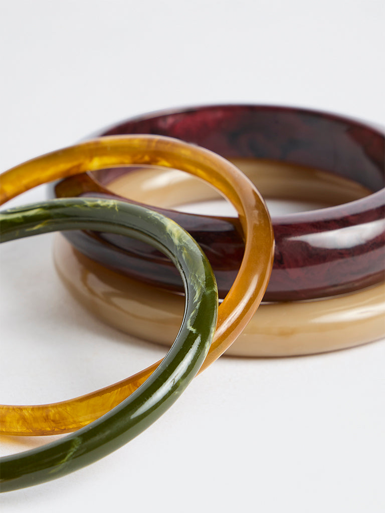 Westside Accessories Multicolour Resin and Metal Bangles - Pack of 5