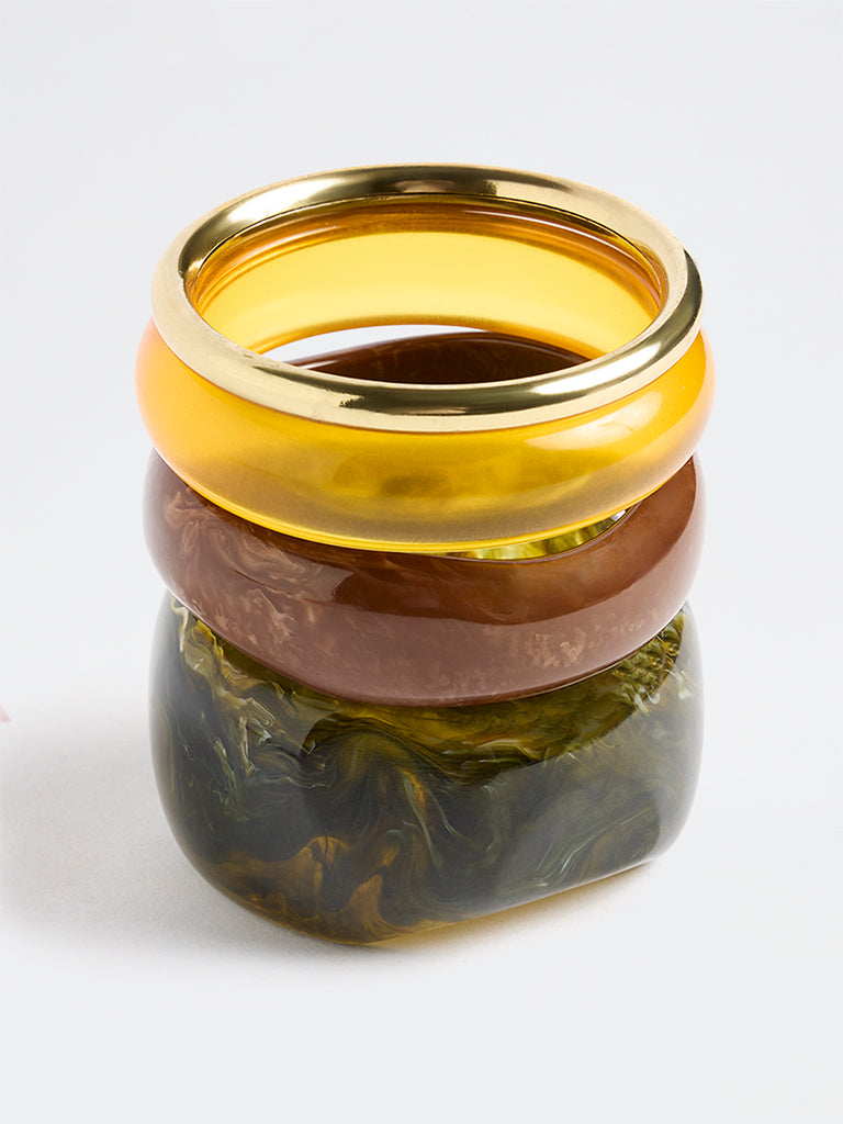 Westside Accessories Multicolour Resin and Metal Bangles - Pack of 4