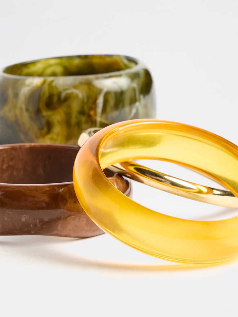 Westside Accessories Multicolour Resin and Metal Bangles - Pack of 4