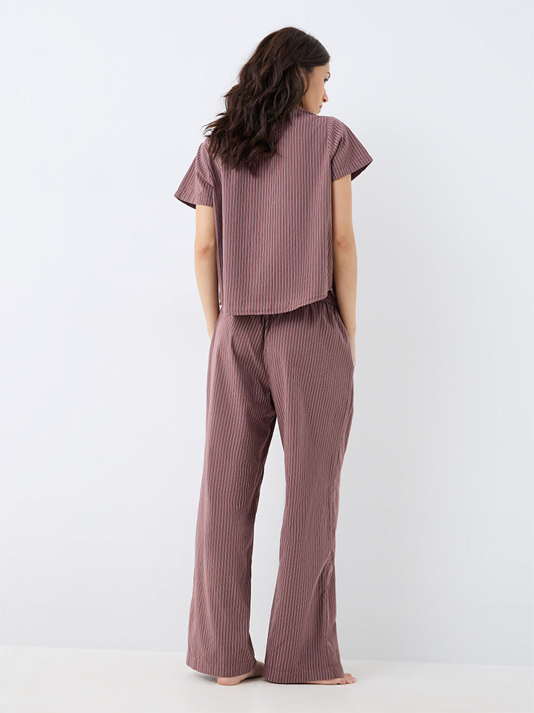 Superstar Brown Striped High-Rise Pants