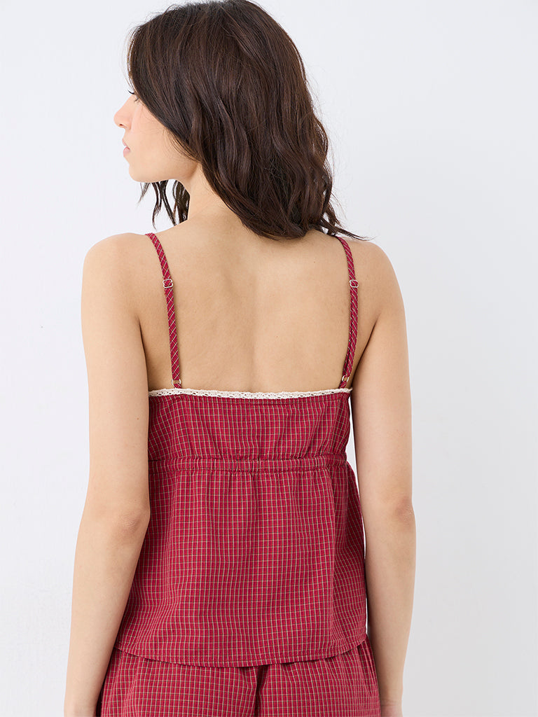 Superstar Red Checks Pattern Camisole