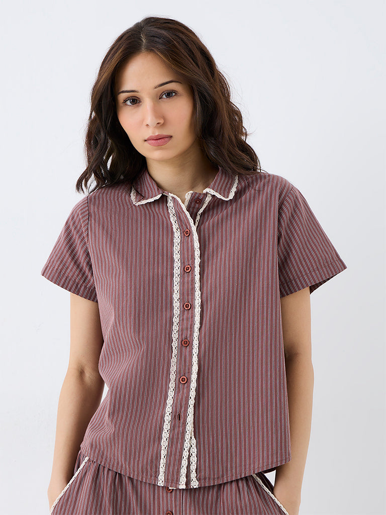 Superstar Brown Striped Shirt