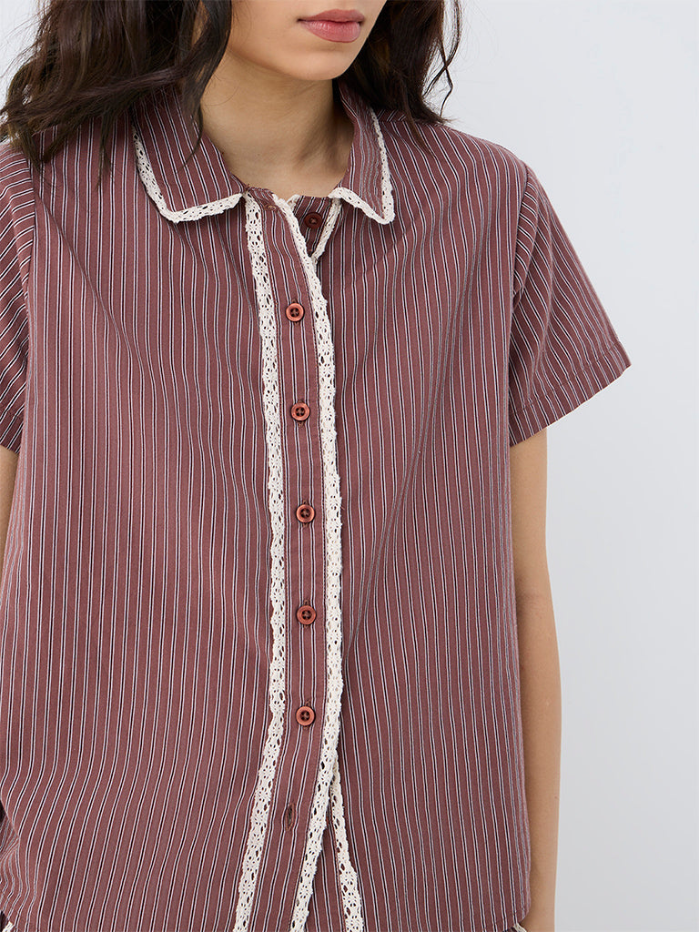 Superstar Brown Striped Shirt