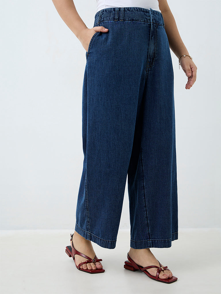 Gia Blue Solid High-Waist Jeans
