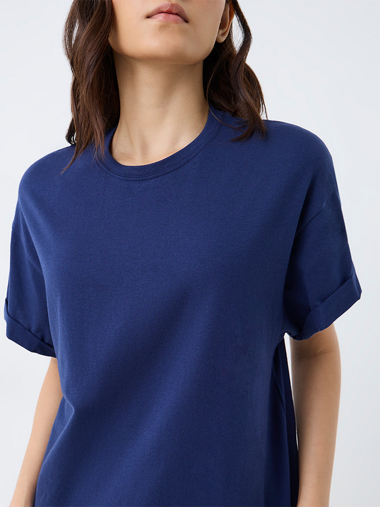 Wunderlove Navy Solid Cotton T-Shirt