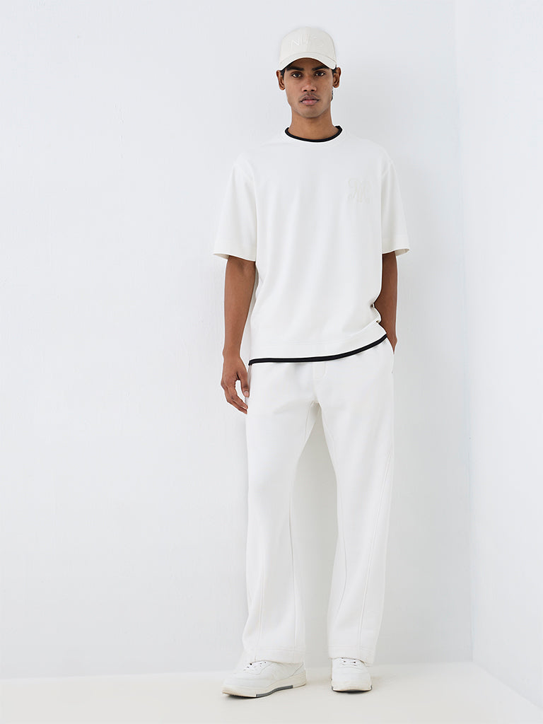 Nuoflexx White Contrast-Detail Relaxed-Fit Cotton-Blend T-Shirt