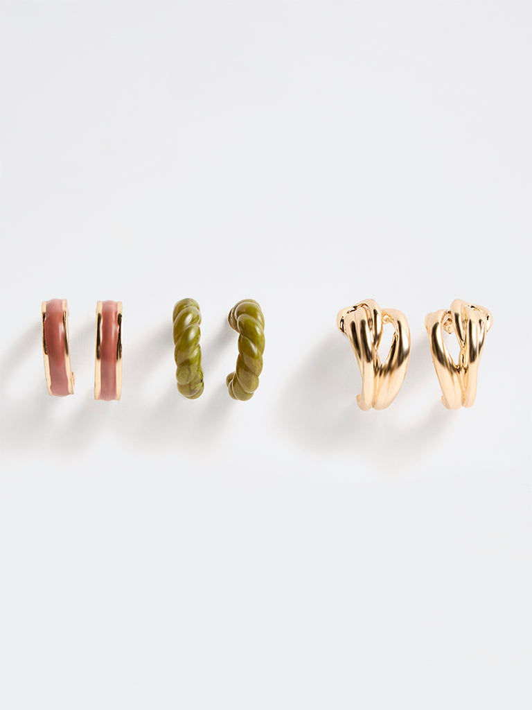 Westside Accessories Multicolour Hoop Earrings - Pack of 3