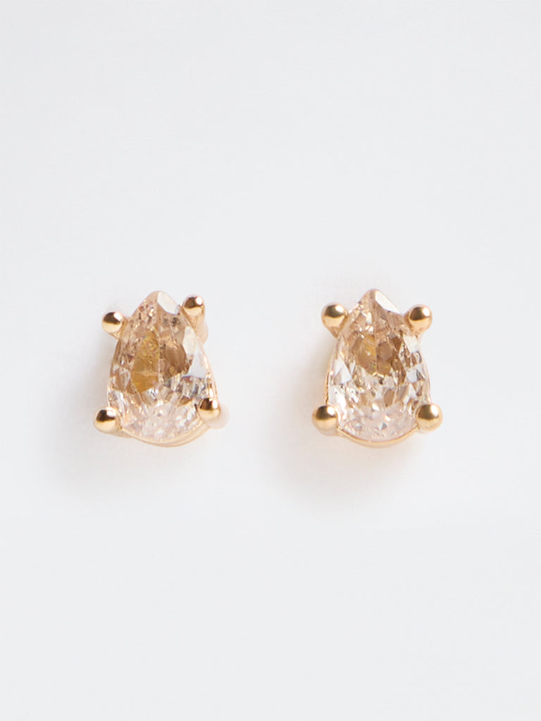Westside Accessories Gold Crystal Teardrop Stud Earrings