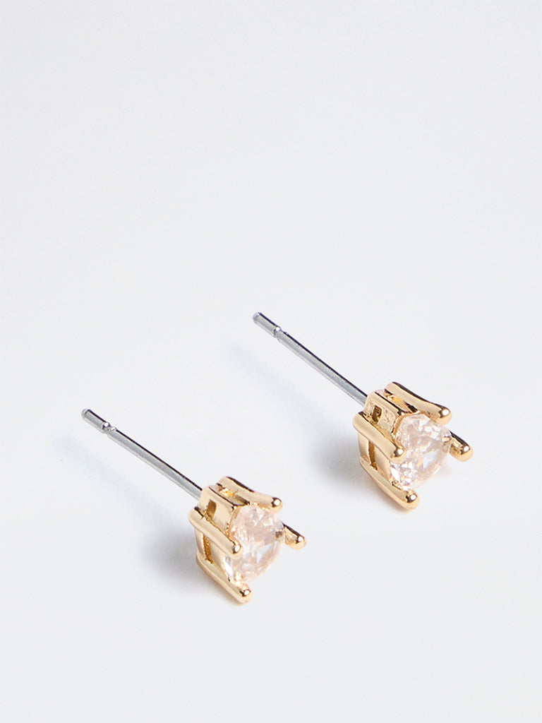 Westside Accessories Gold Crystal Teardrop Stud Earrings