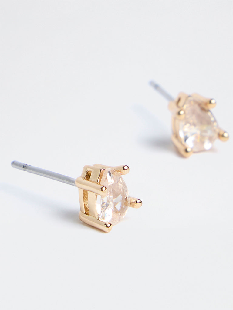 Westside Accessories Gold Crystal Teardrop Stud Earrings