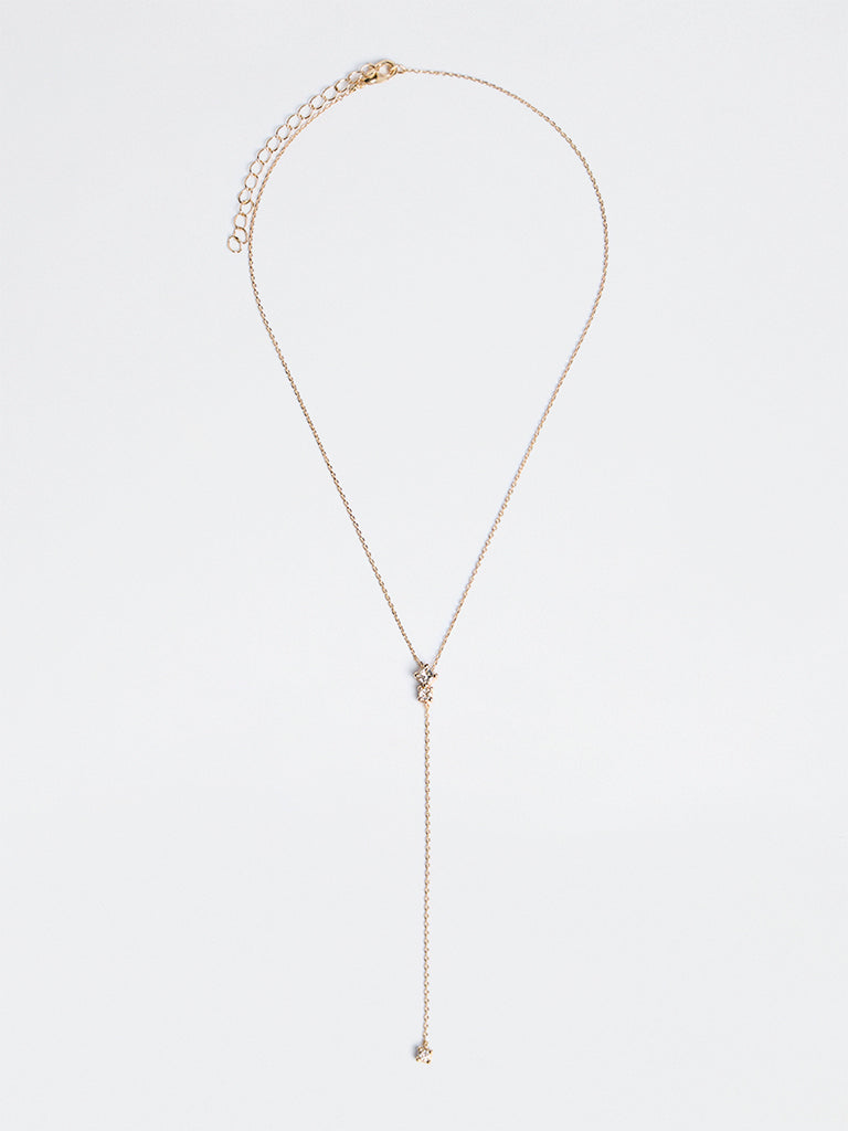 Westside Accessories Gold Crystal Y-Chain Necklace