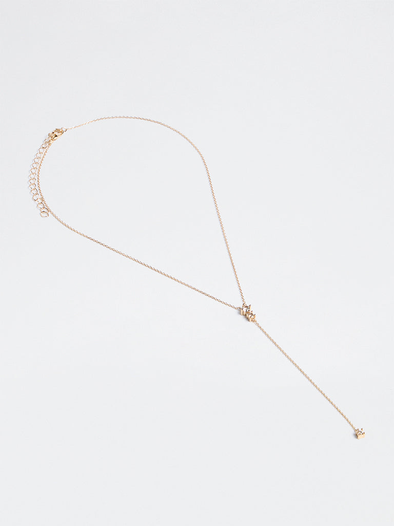 Westside Accessories Gold Crystal Y-Chain Necklace