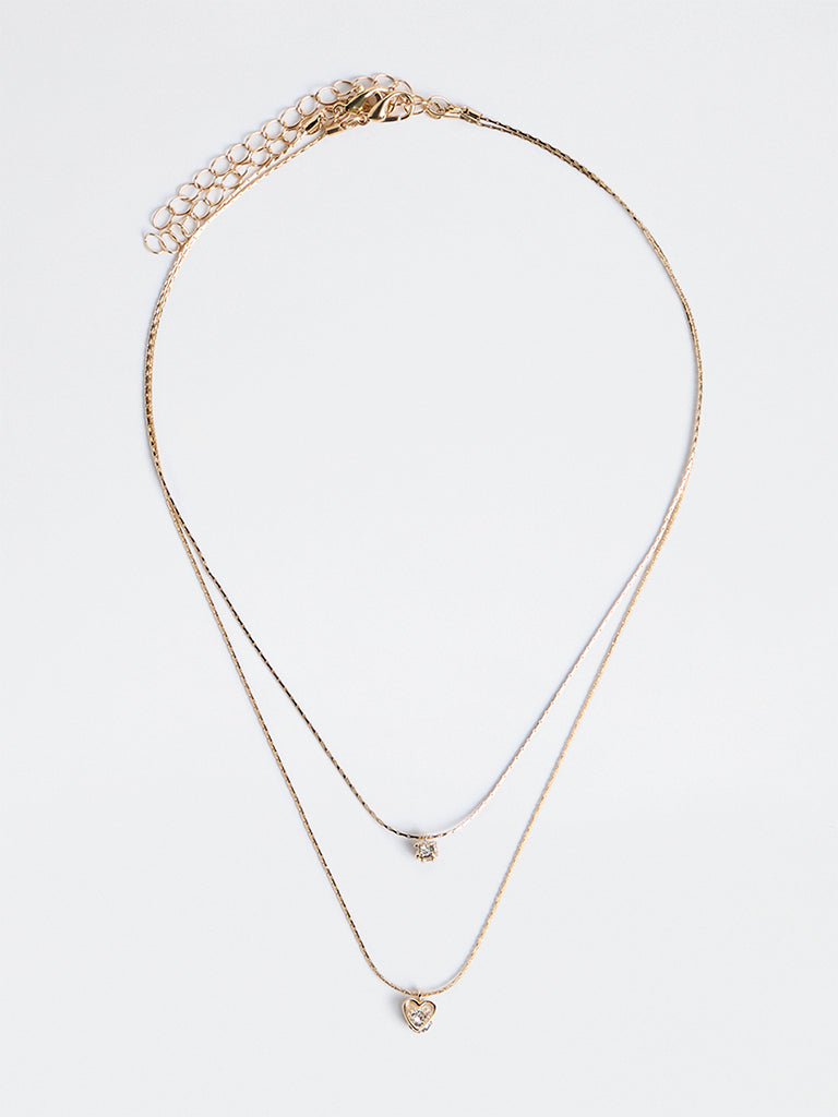Westside Accessories Gold Crystal Pendant Chain Necklaces - Pack of 2