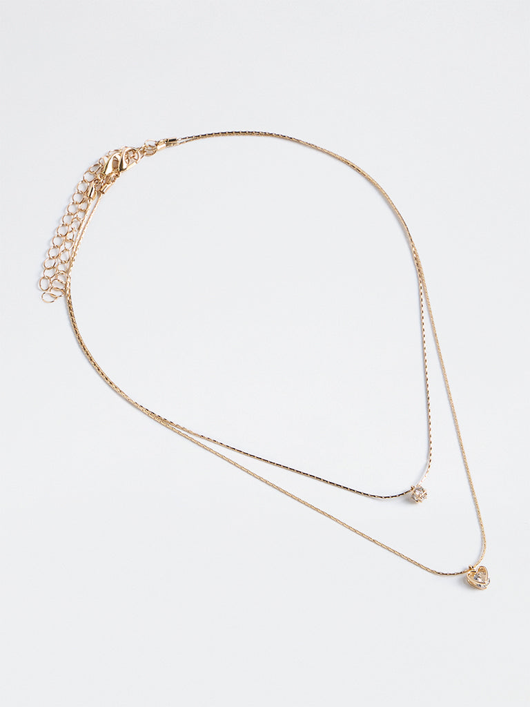 Westside Accessories Gold Crystal Pendant Chain Necklaces - Pack of 2