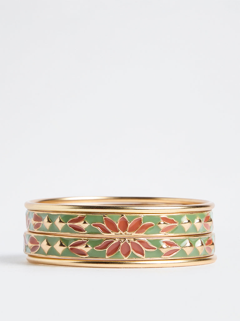 Westside Accessories Multicolour Enamel-Detail Bangles – Pack of 4