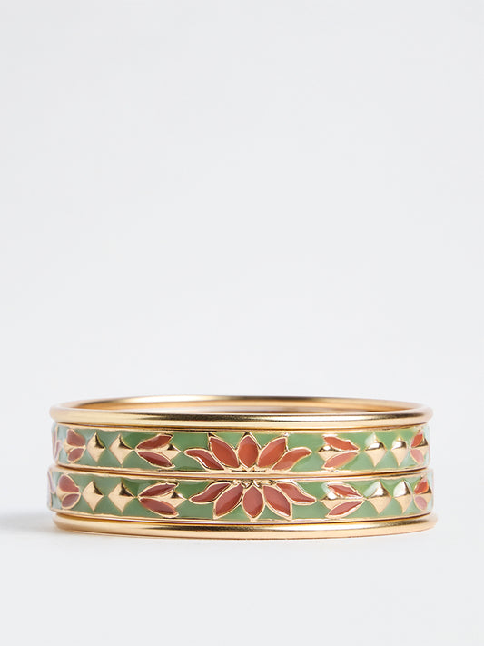 Westside Accessories Multicolour Enamel-Detail Bangles – Pack of 4