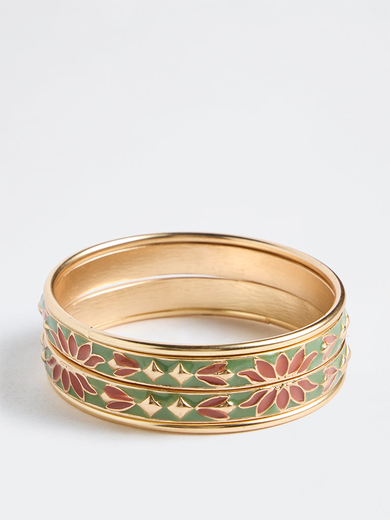 Westside Accessories Multicolour Enamel-Detail Bangles – Pack of 4