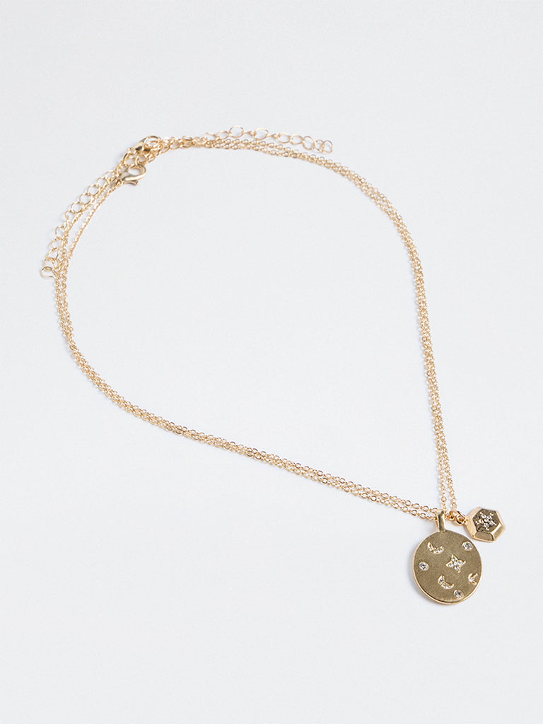 Westside Accessories Gold Diamante Embellished 2-Layer Necklace
