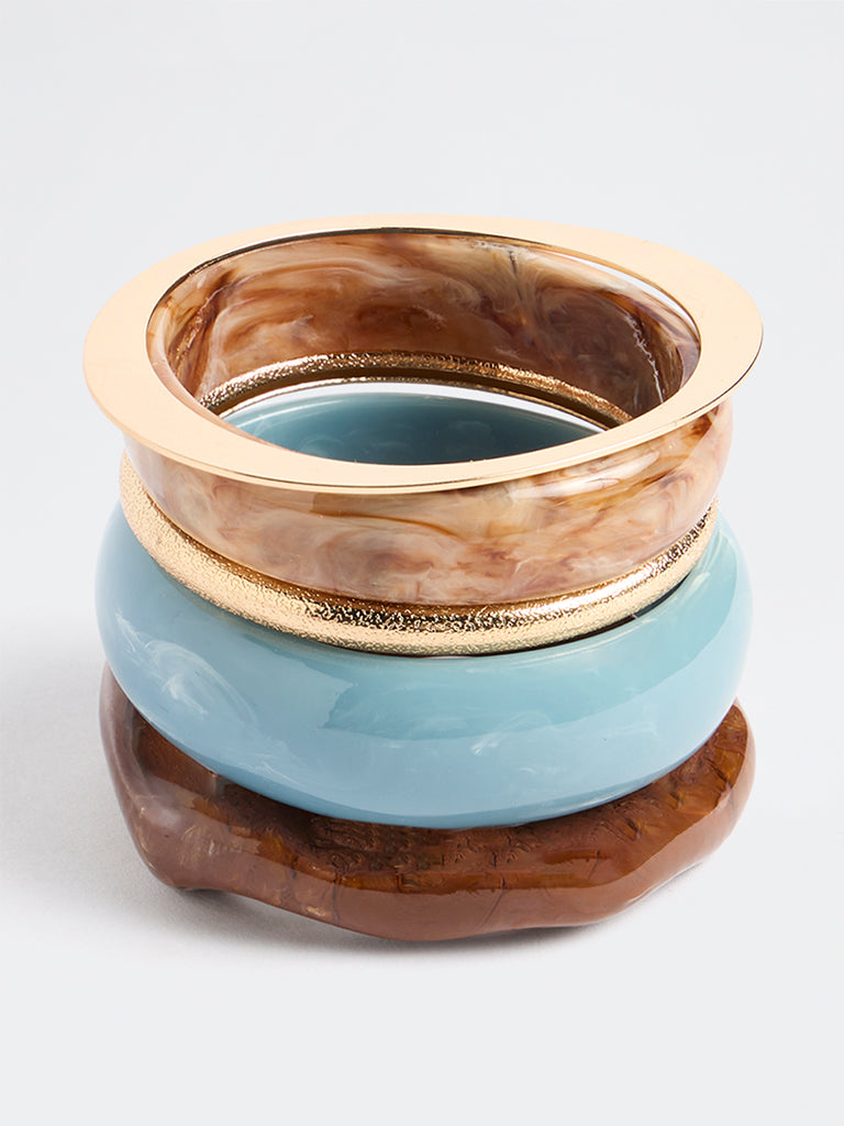 Westside Accessories Multicolour Resin and Metal Bangles - Pack of 5