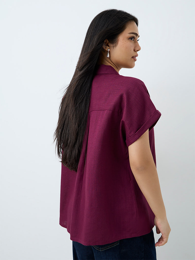Gia Plum Double-Breasted Blouse