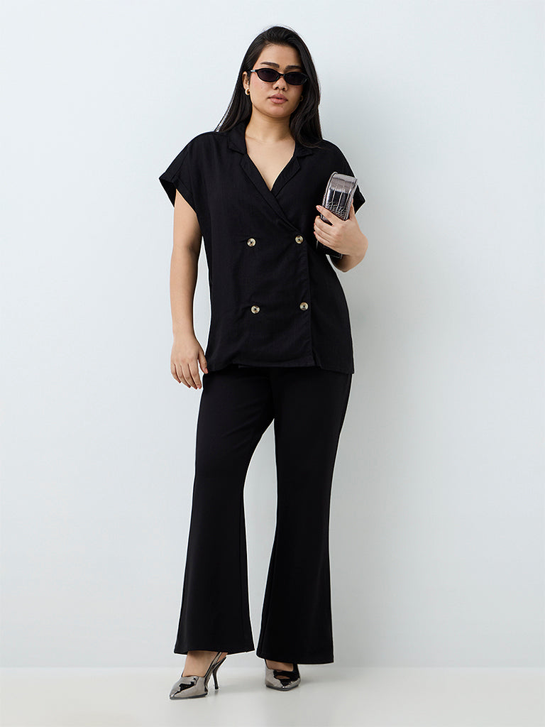 Gia Black Double-Breasted Blouse