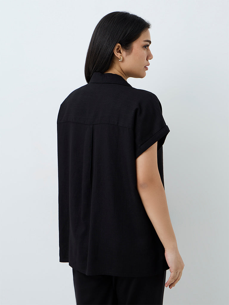 Gia Black Double-Breasted Blouse