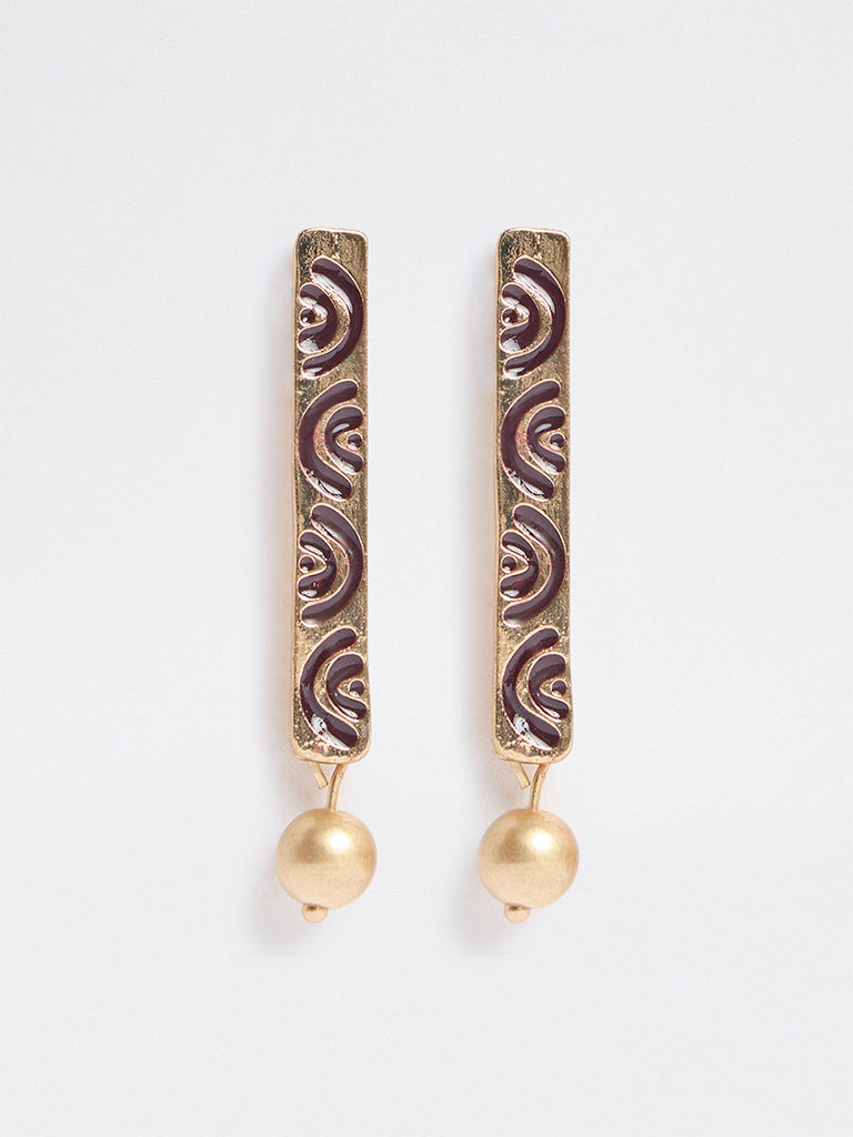 Westside Accessories Gold Tribal Design Dangler Earrings
