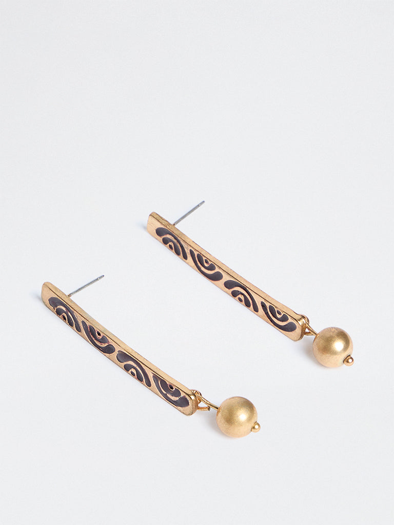 Westside Accessories Gold Tribal Design Dangler Earrings