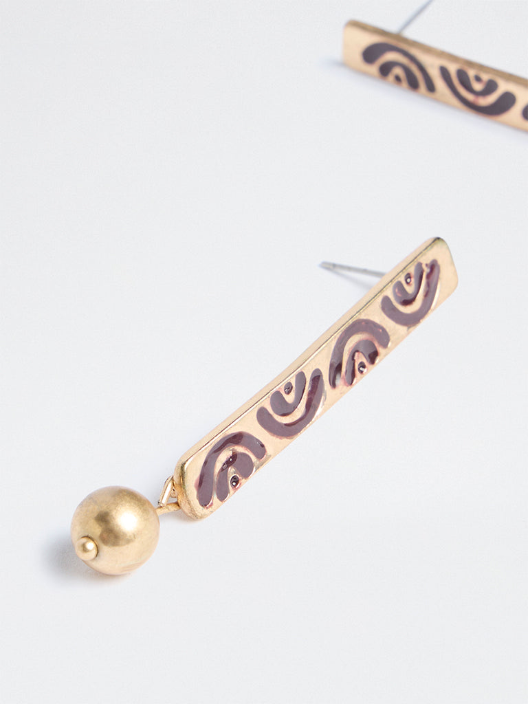 Westside Accessories Gold Tribal Design Dangler Earrings