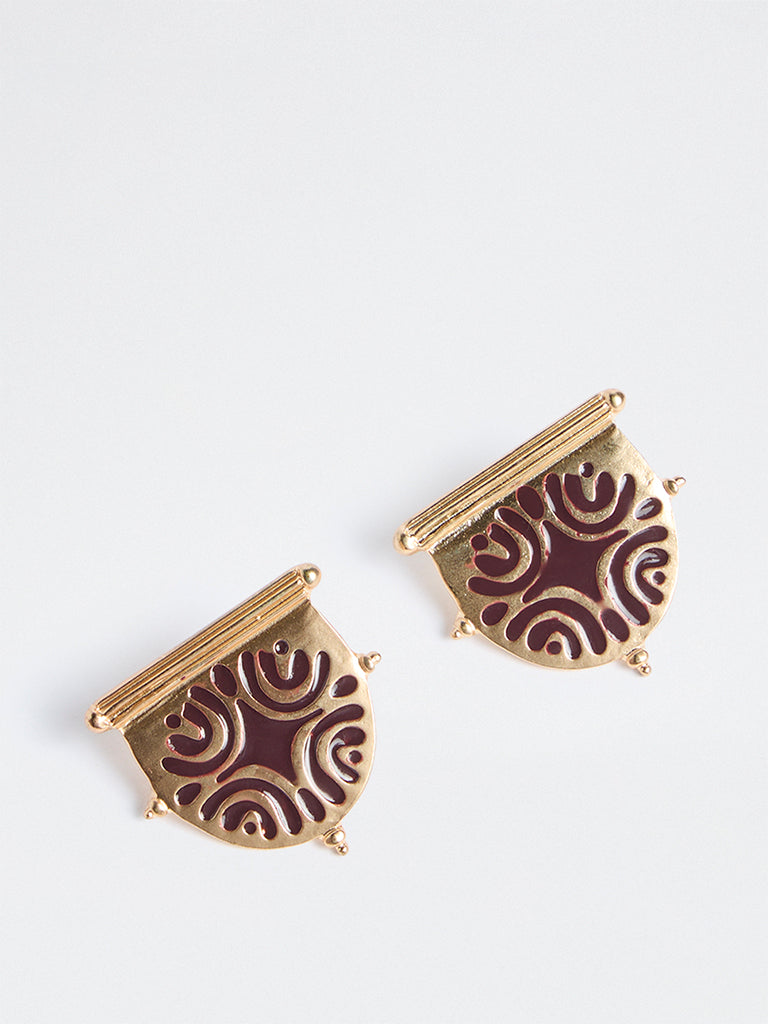 Westside Accessories Gold Tribal Design Stud Earrings