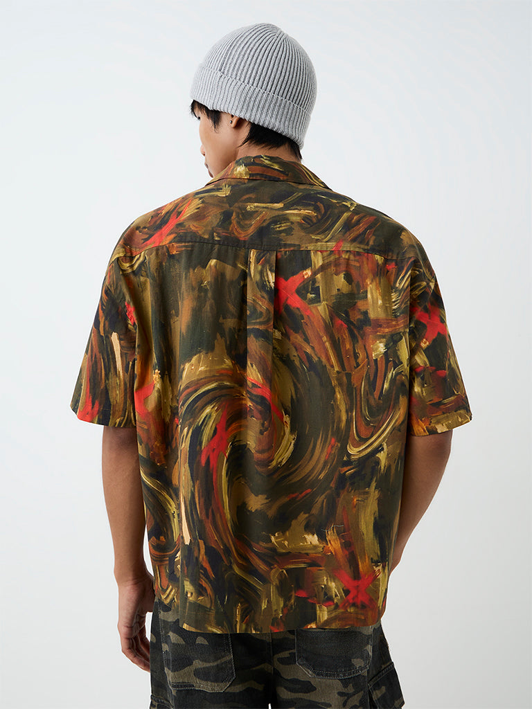Nuon Multicolor Abstract Printed Boxy-Fit Cotton Shirt