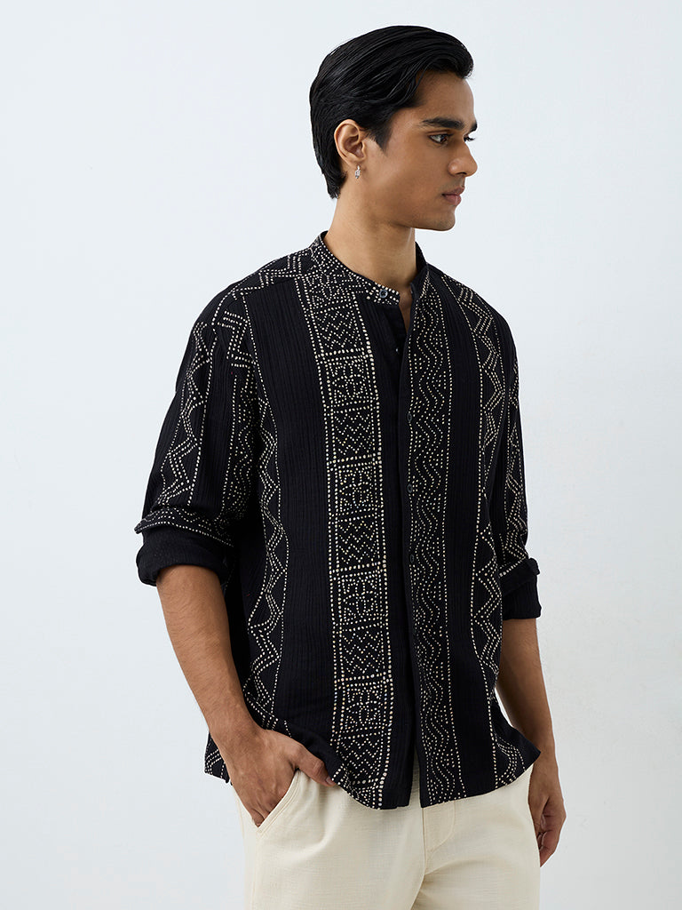 ETA Black Printed Relaxed-Fit Shirt
