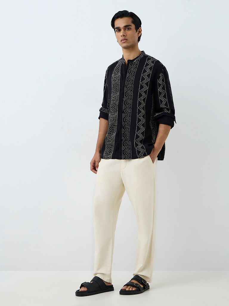 ETA Black Printed Relaxed-Fit Shirt