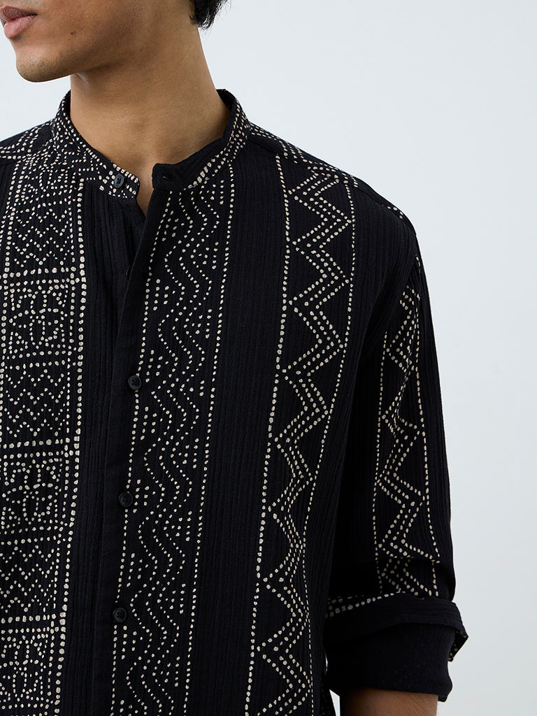 ETA Black Printed Relaxed-Fit Shirt