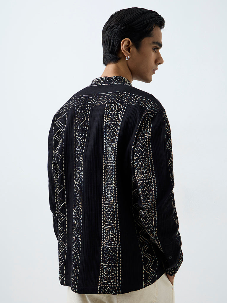 ETA Black Printed Relaxed-Fit Shirt