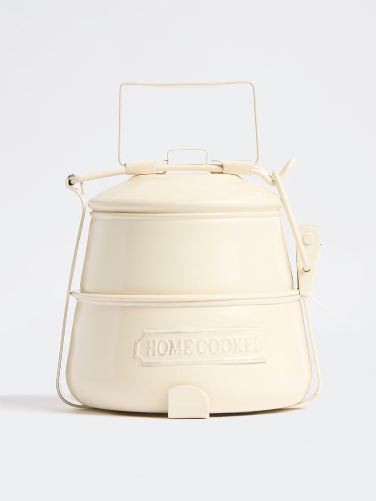 Westside Home Ivory Victorian Style Two-Tier Lunch Box