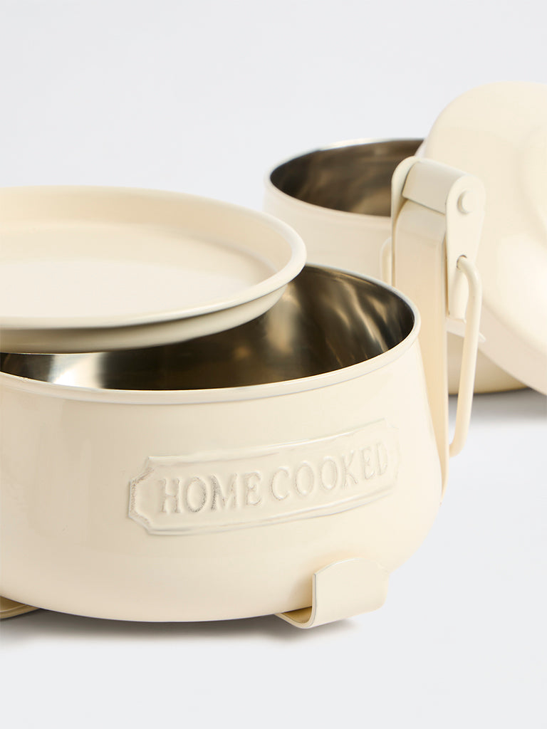 Westside Home Ivory Victorian Style Two-Tier Lunch Box