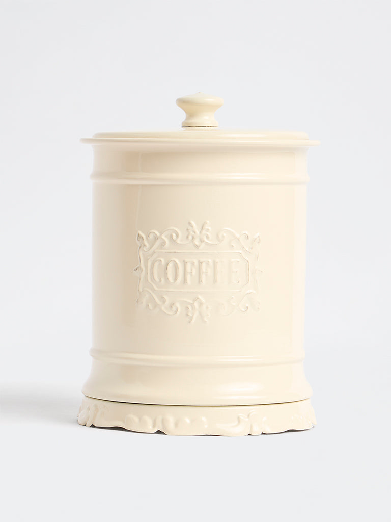 Westside Home Ivory Victorian Style Coffee Jar with Lid