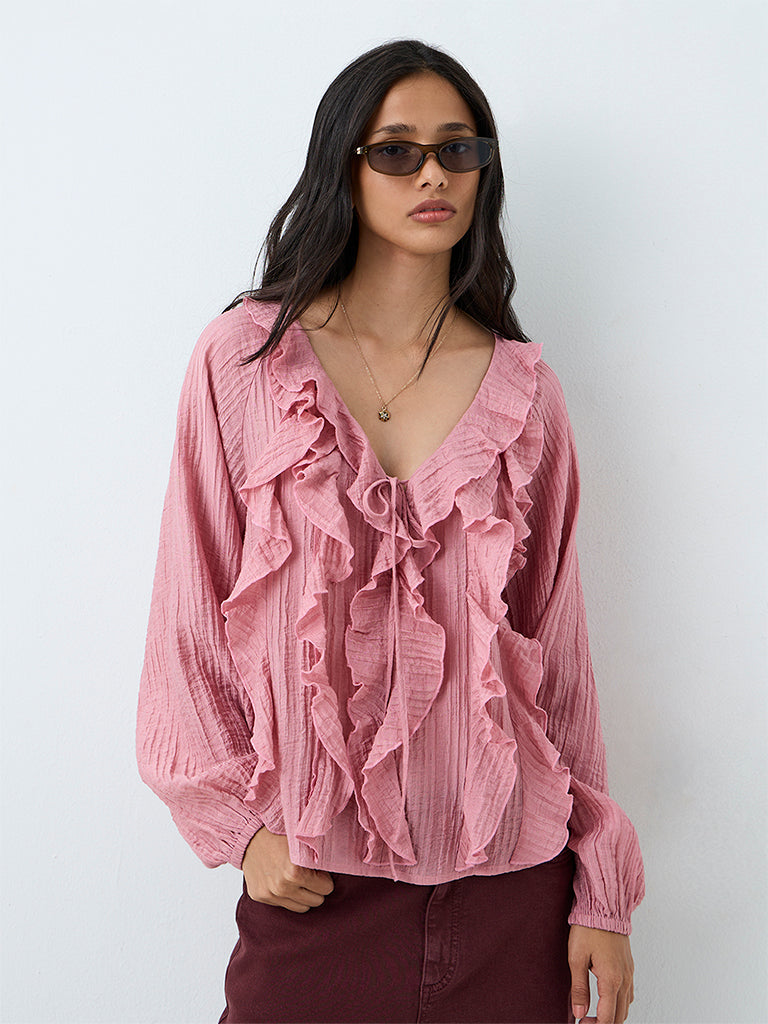 LOV Pink Ruffled Blouse