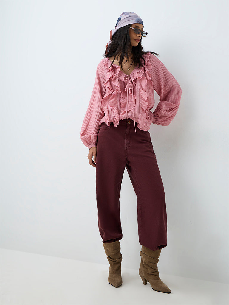 LOV Pink Ruffled Blouse