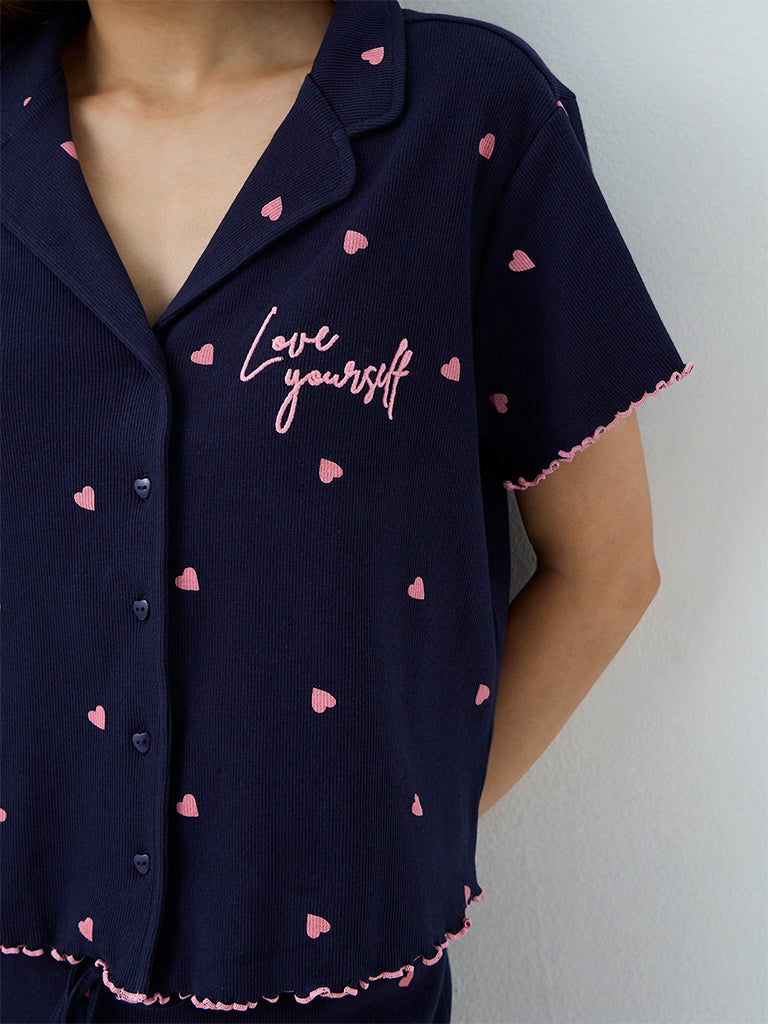 Superstar Navy Heart Printed Shirt
