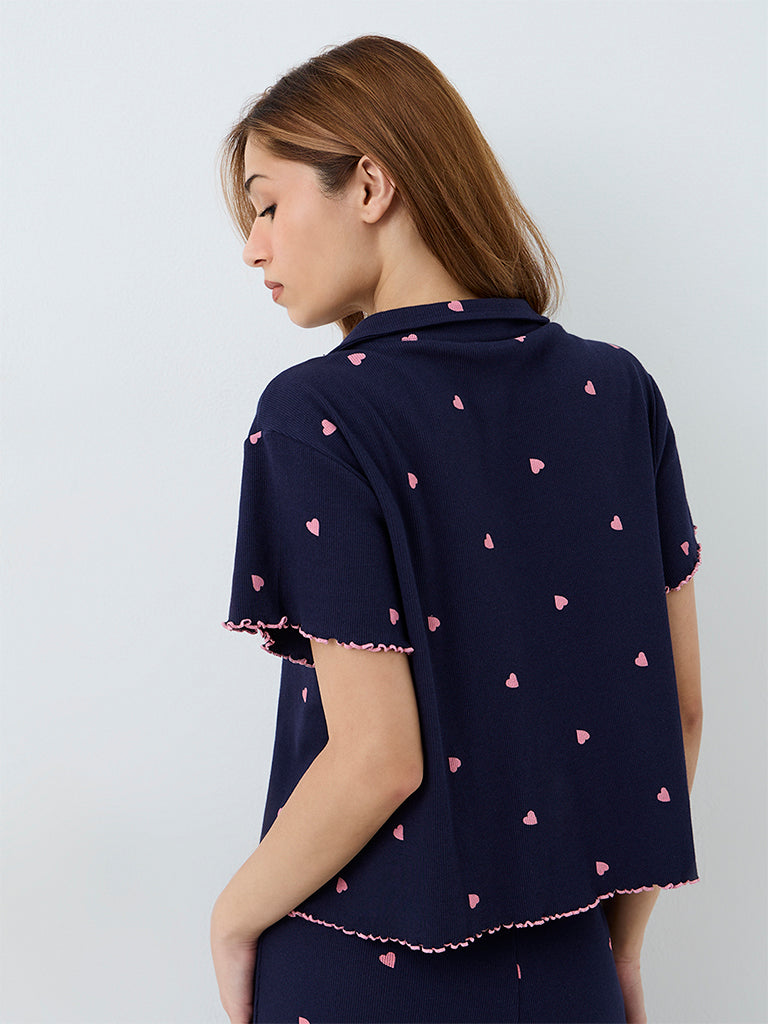 Superstar Navy Heart Printed Shirt