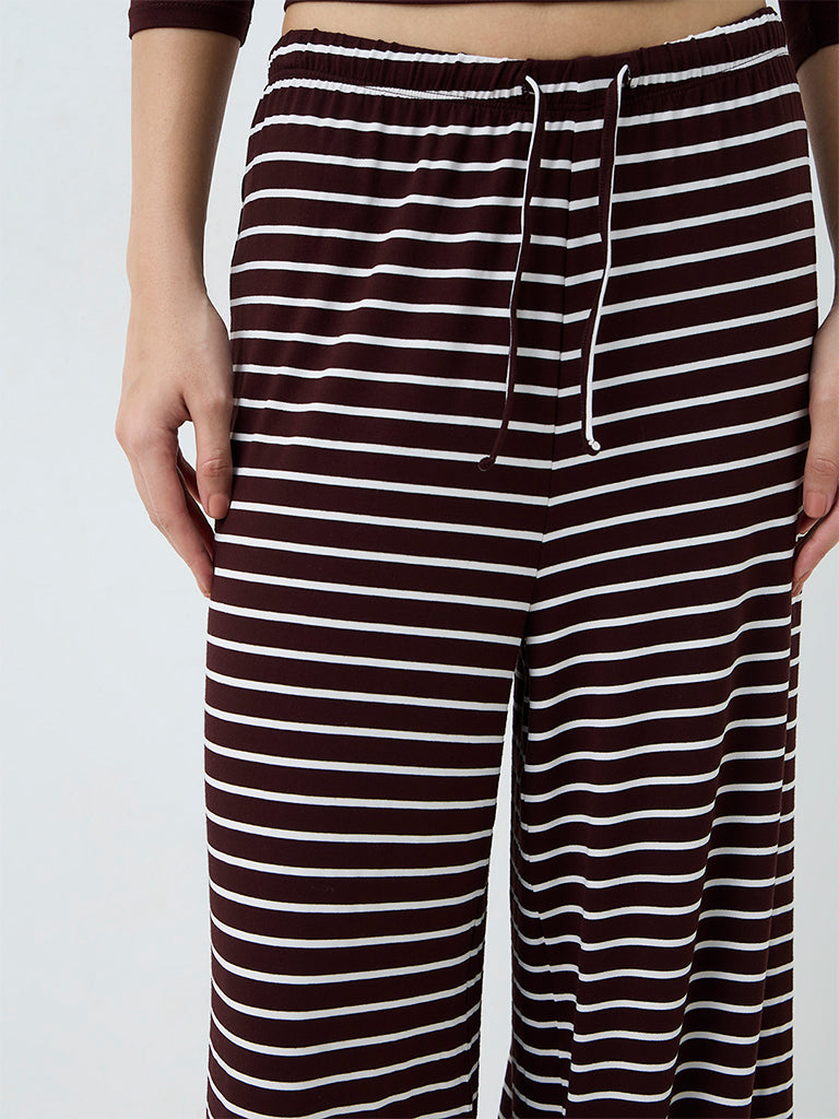 Superstar Dark Brown Striped High-Rise Pants