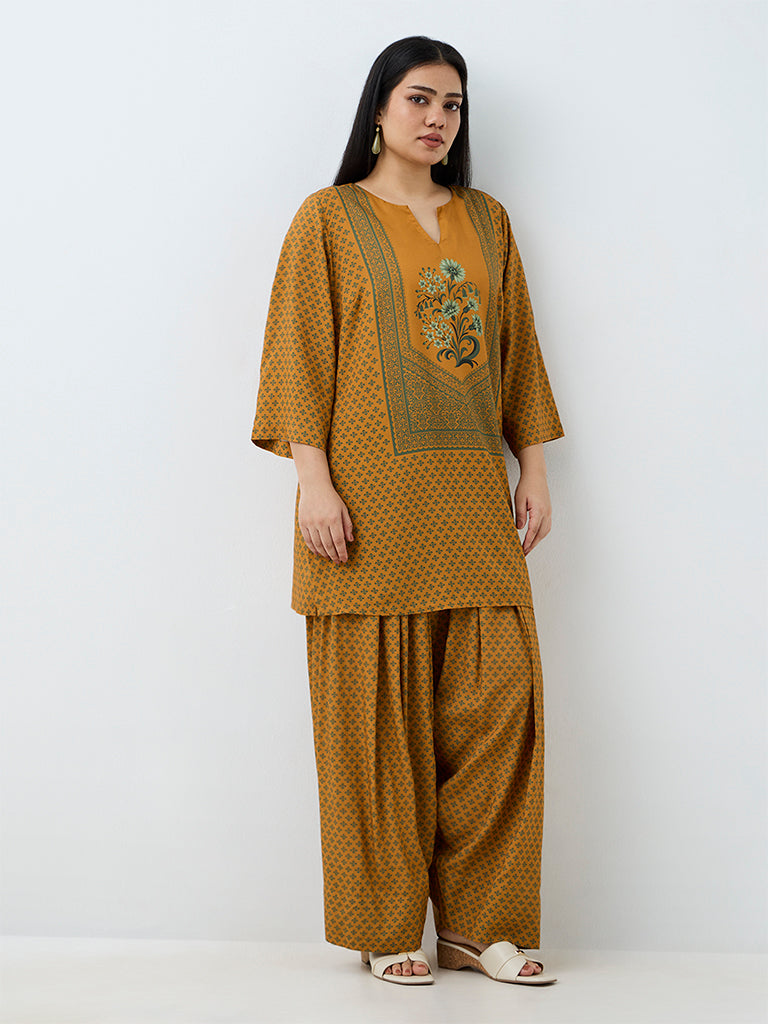 Diza Mustard Floral Printed Farshi Salwar